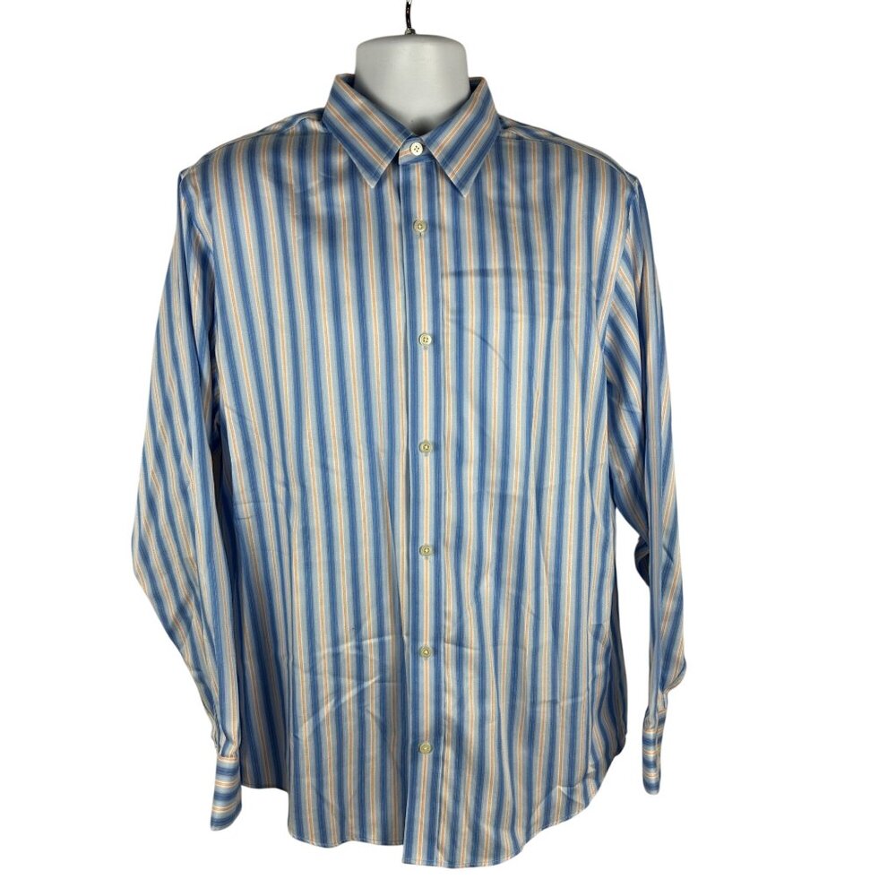 Banana Republic Mens Non-Iron Classic Fit Striped Shirt Size L 100% Cotton